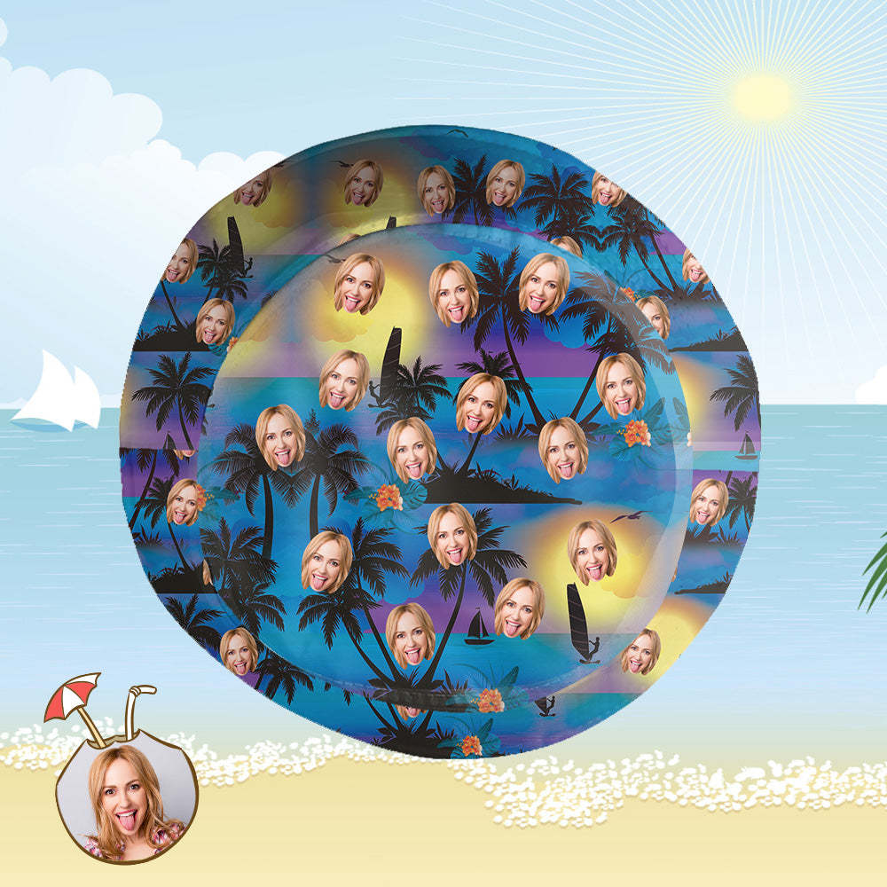 Custom Bucket Hat Personalized Face All Over Print Tropical Flower Print Hawaiian Fisherman Hat - Seaside at Dusk - auphotoblanket