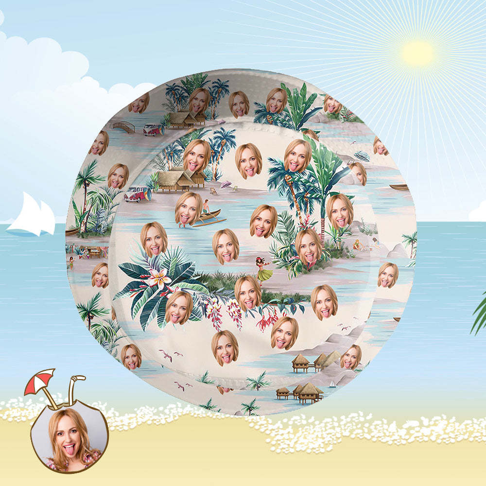 Custom Bucket Hat Personalized Face All Over Print Tropical Flower Print Hawaiian Fisherman Hat - Sea View - auphotoblanket