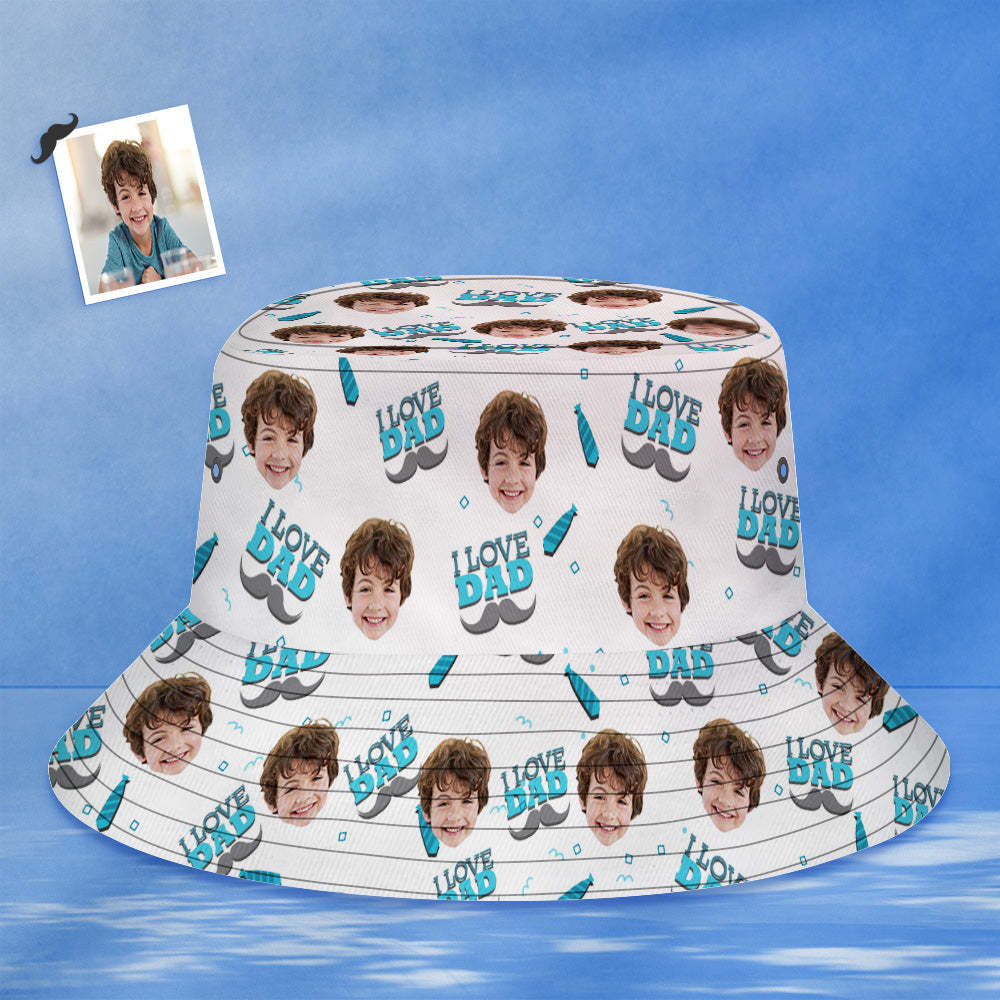 Custom Bucket Hat Unisex Face Bucket Hat Personalized Wide Brim Outdoor Summer Cap Hiking Beach Sports Hats I Love Dad - auphotoblanket