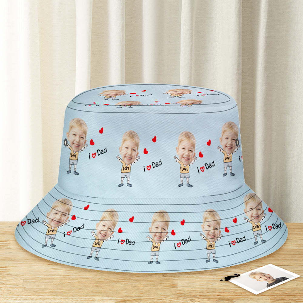 Custom Bucket Hat Unisex Face Bucket Hat Personalized Wide Brim Outdoor Summer Cap Hiking Beach Sports Hats To The Dearest Dad - auphotoblanket