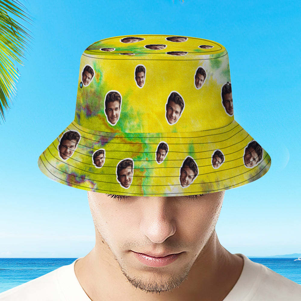 Custom Bucket Hat Unisex Face Bucket Hat Personalized Wide Brim Outdoor Summer Cap Hiking Beach Sports Hats Tie Dye Style - auphotoblanket