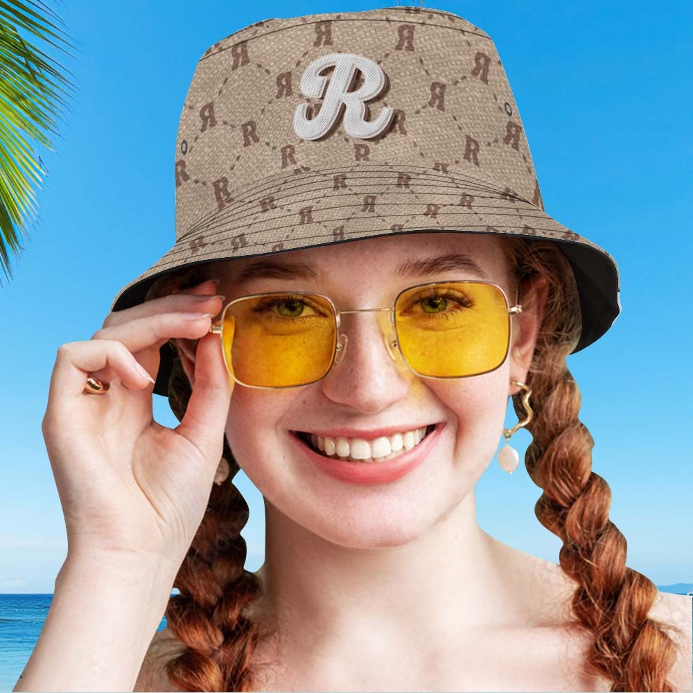 Custom Bucket Hat Unisex Plaid Fisherman Hat Personalized Letter - auphotoblanket