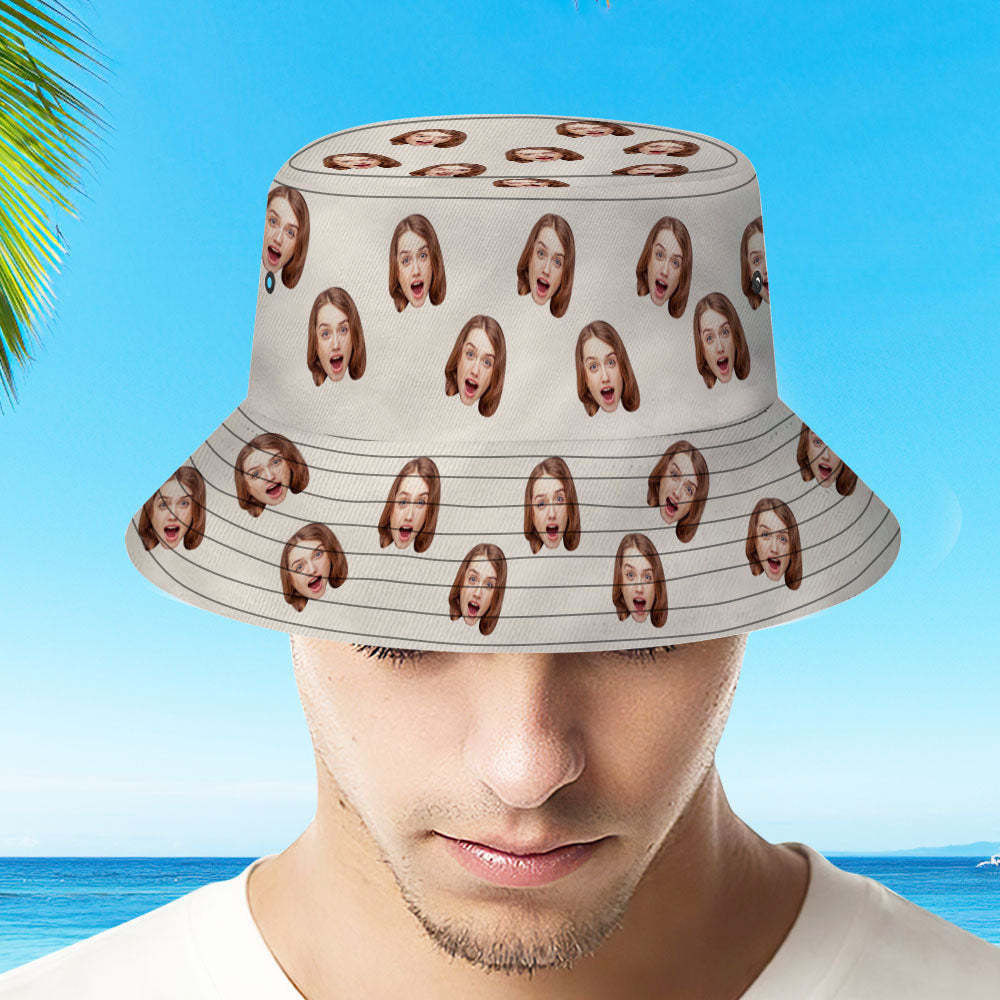Custom Bucket Hat Unisex Face Bucket Hat Personalize Wide Brim Outdoor Summer Cap Hiking Beach Sports Hats Gift for Lover - auphotoblanket