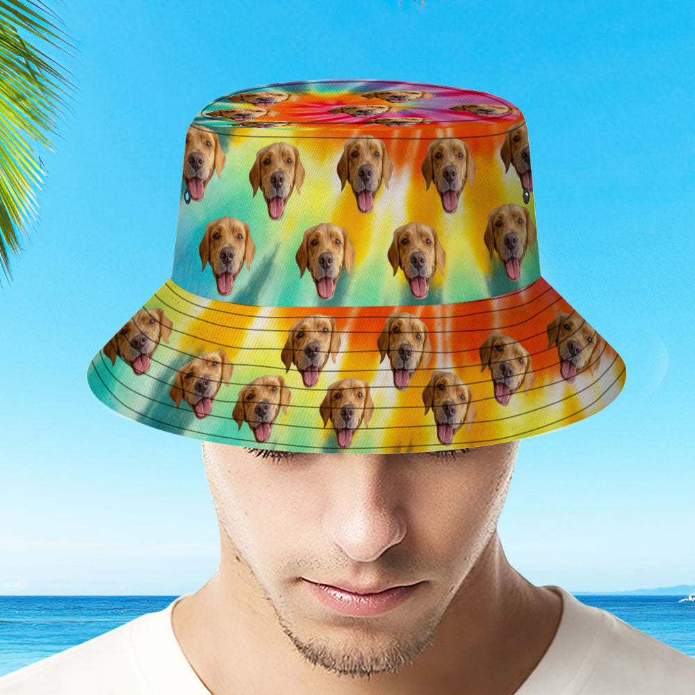 Custom Bucket Hat Unisex Face Bucket Hat Personalize Wide Brim Outdoor Summer Cap Hiking Beach Sports Hats Rainbow Color Bucket Hat Gift for Lover - auphotoblanket