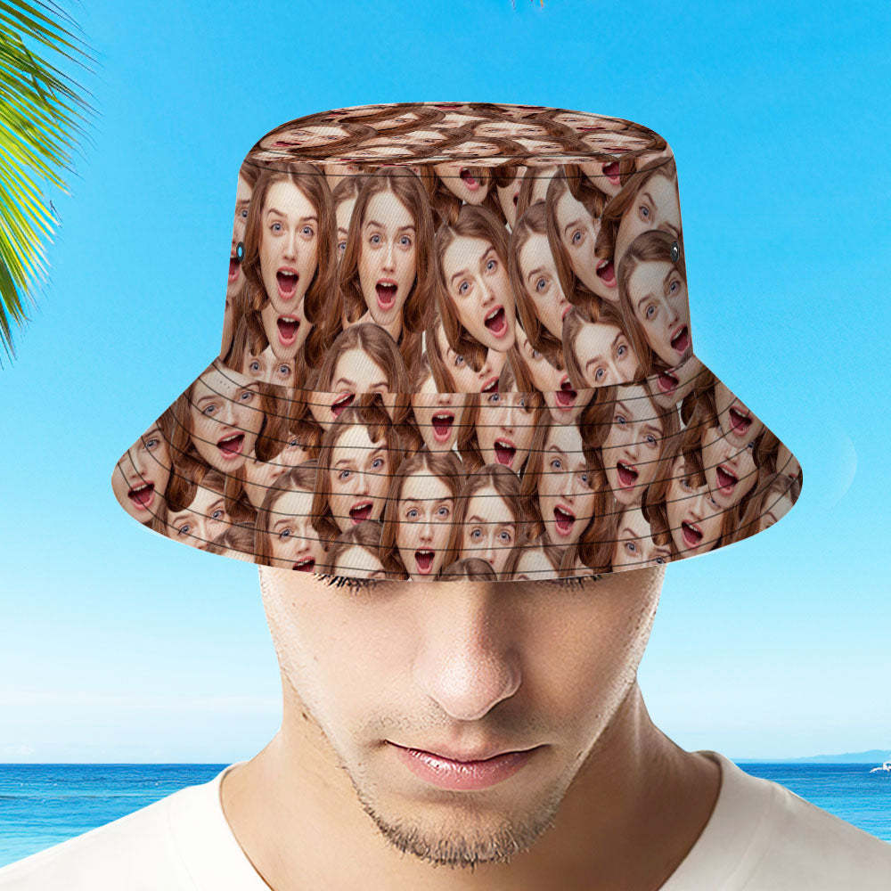 Custom Bucket Hat Unisex Face Mash Bucket Hat Personalize Wide Brim Outdoor Summer Cap Hiking Beach Sports Hats Gift for Lover - auphotoblanket