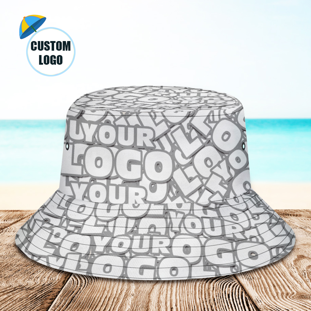 Custom Bucket Hat Unisex Logo Mash Bucket Hat Personalize Wide Brim Outdoor Summer Cap Hiking Beach Sports Hats Gift for Lover - auphotoblanket