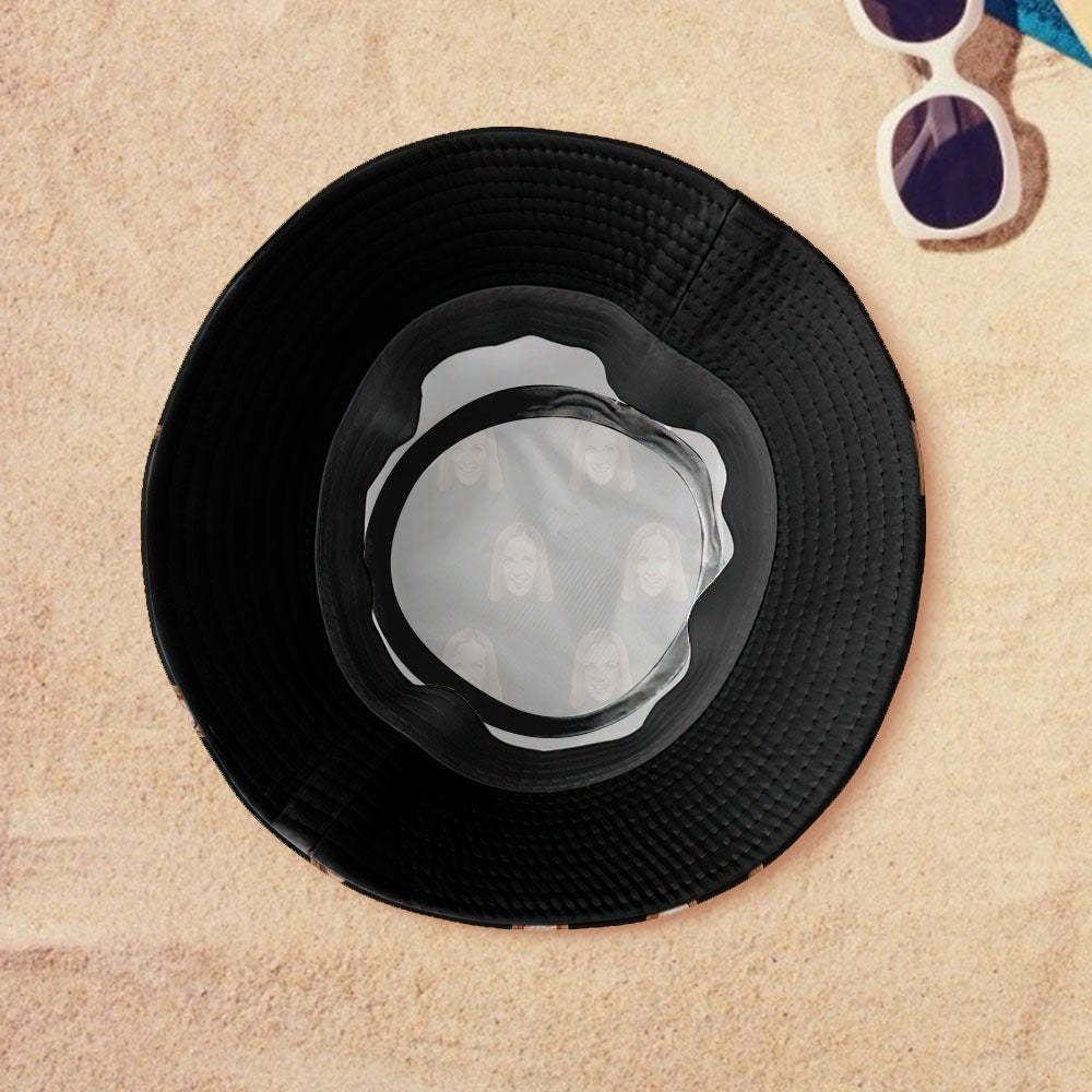 Custom Your Photo Face Summer Bucket Hat Fisherman Hat - White - auphotoblanket