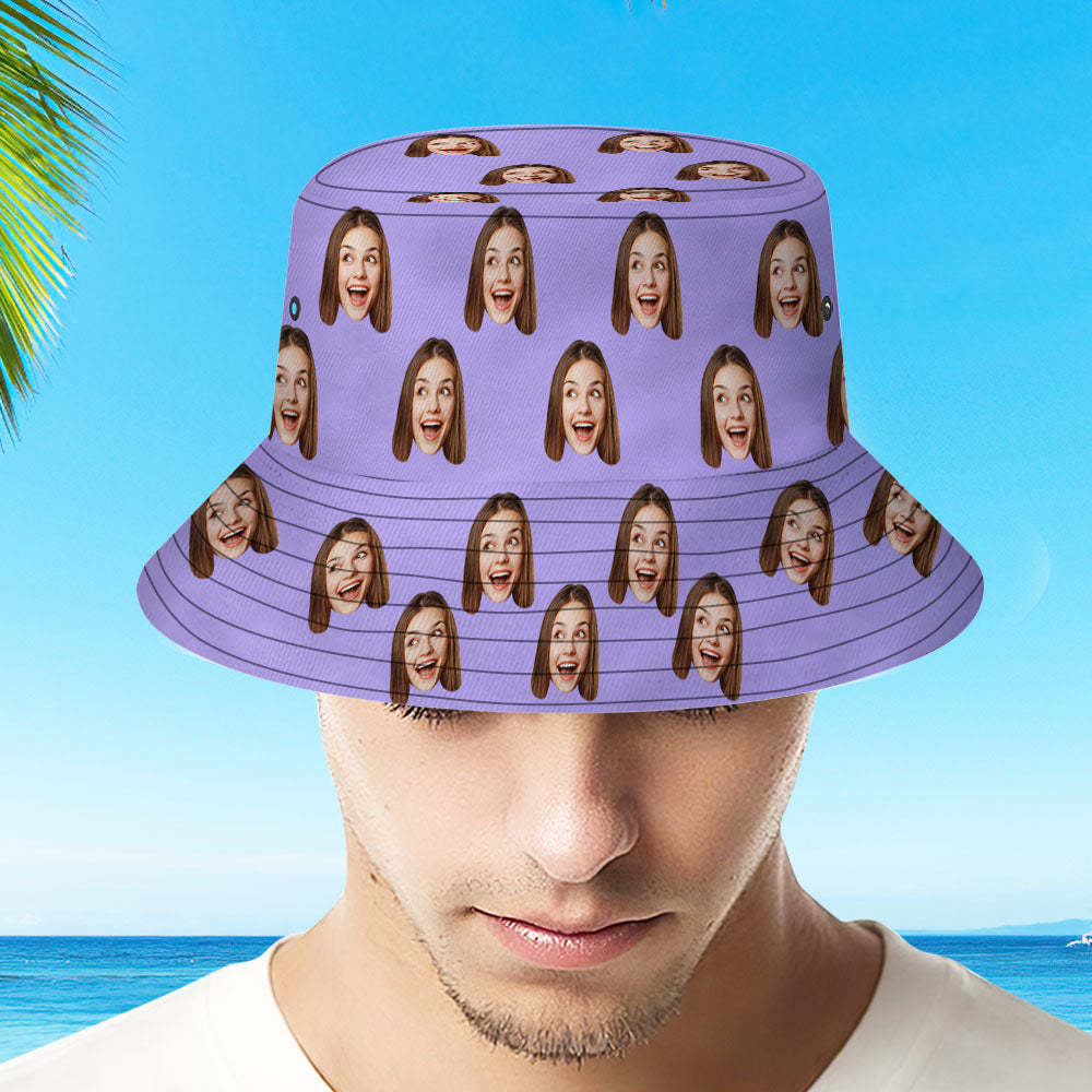 Custom Your Photo Face Summer Bucket Hat Fisherman Hat - White - auphotoblanket