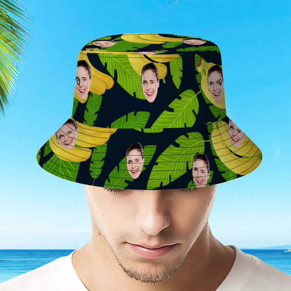 Custom Your Photo Face And Pet Summer Bucket Hat Fisherman Hat - Banana - auphotoblanket