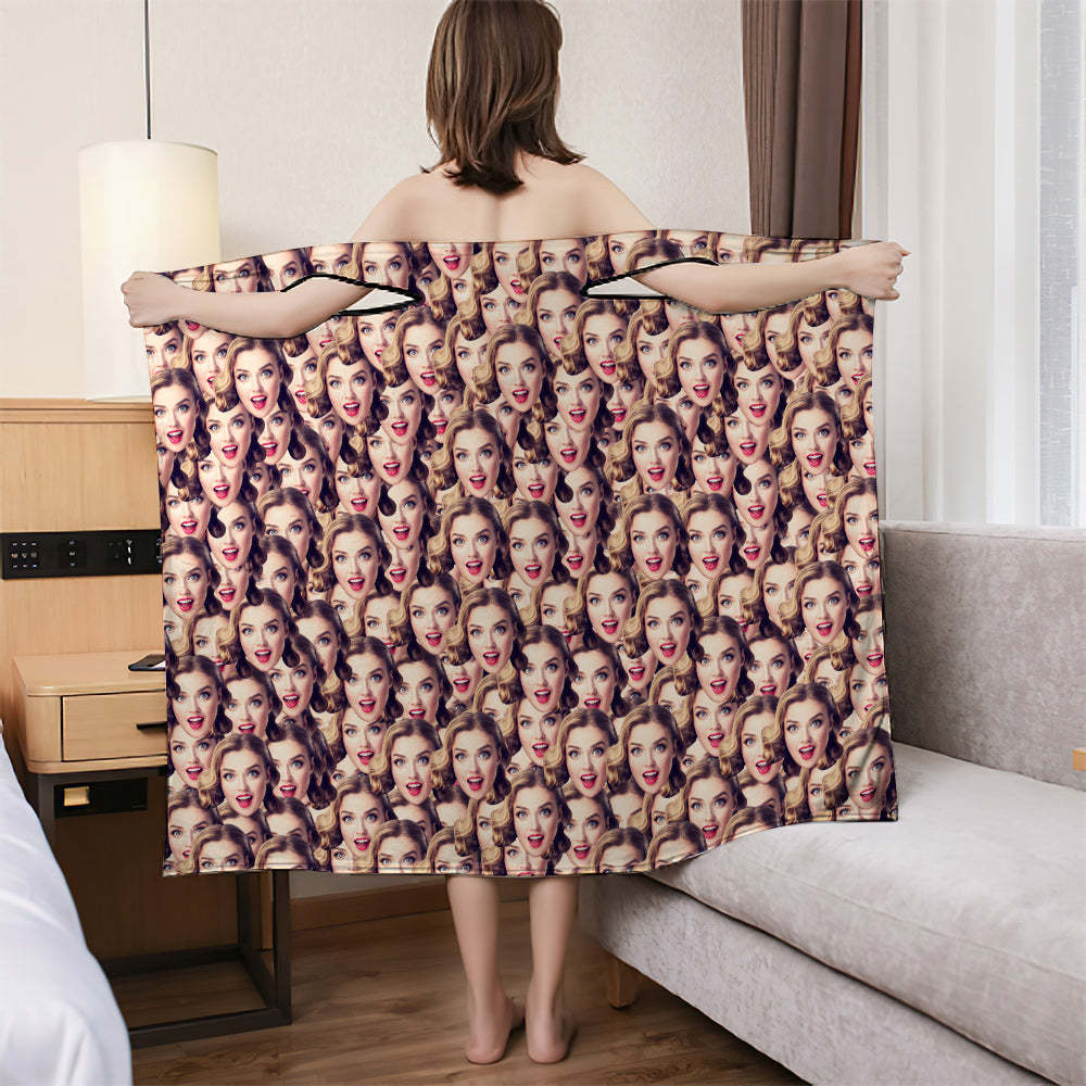 Custom Bath Towel Fashion Bath Dress Home Bath Robes Soft And Absorbent Bathrobe Mash Face - auphotoblanket