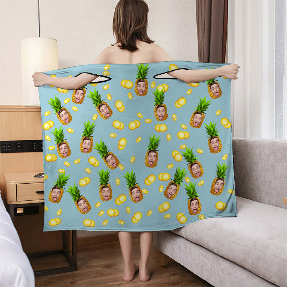 Custom Bath Towel Fashion Bath Dress Home Bath Robes Soft And Absorbent Bathrobe Pineapple - auphotoblanket