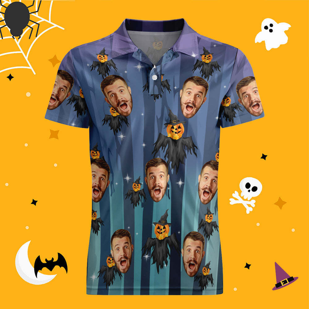 Men's Custom Funny Face Shirt Personalized Golf Shirts For Halloween Drama Gift Batman - auphotoblanket