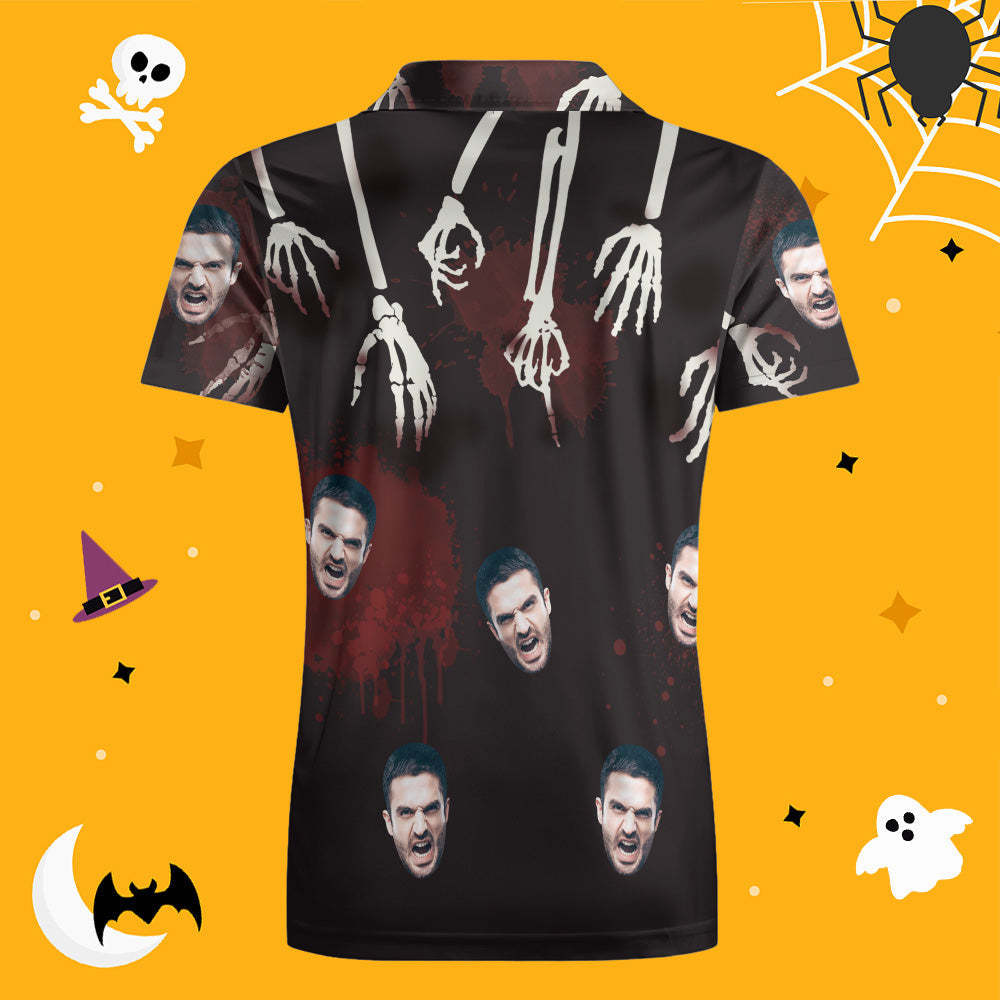 Men's Custom Funny Face Shirt Personalized Golf Shirts For Halloween Drama Gift Blood - auphotoblanket