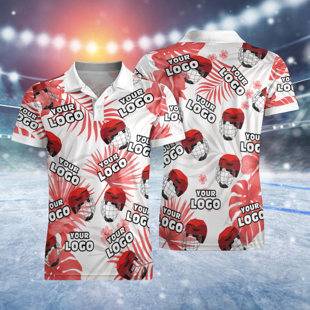 Custom LOGO Short Sleeve Polo Shirt Aloha Hockey POLO Shirt Gift For Men - auphotoblanket