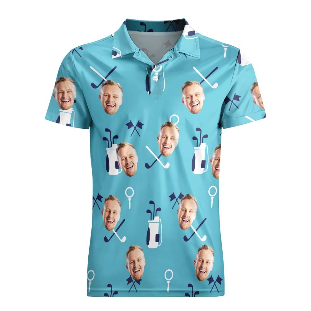 Custom Men's Face Polo Shirt Golf Polo Shirts For Him Golf Clubs - auphotoblanket