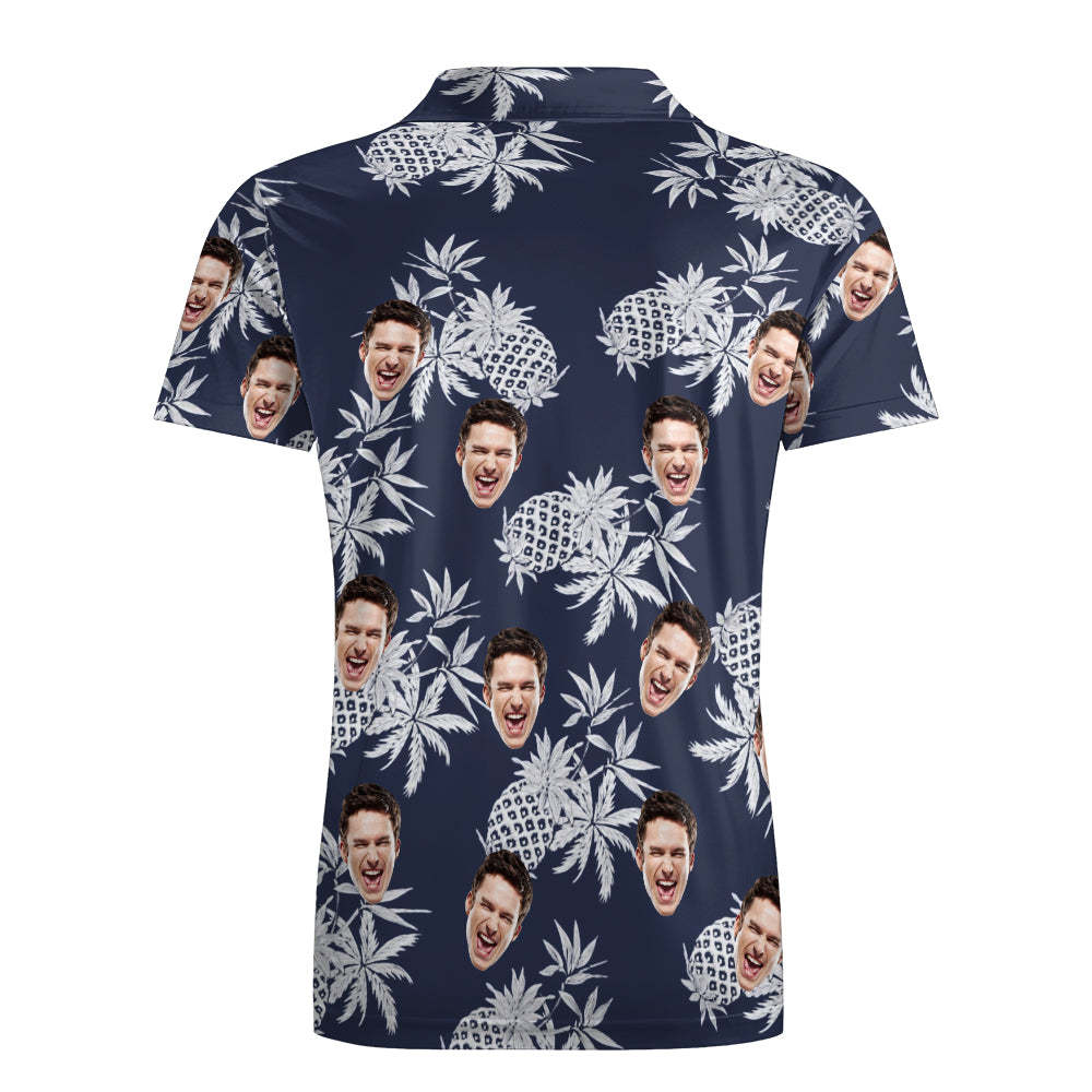 Men's Custom Face Shirt Personalized Golf Shirts For Him Vintage Pineapple - auphotoblanket