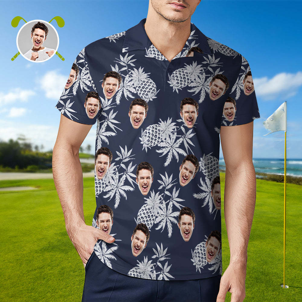 Men's Custom Face Shirt Personalized Golf Shirts For Him Vintage Pineapple - auphotoblanket