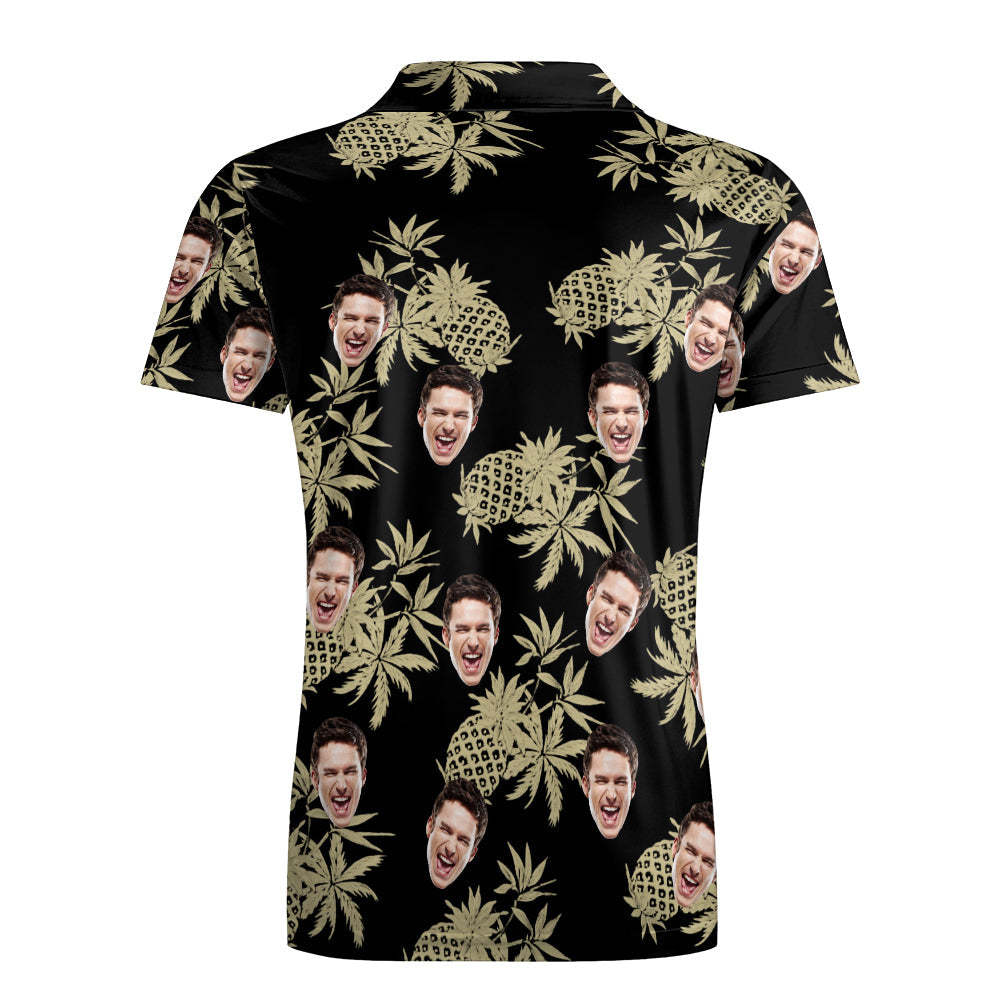 Men's Custom Face Shirt Personalized Golf Shirts For Him Vintage Pineapple - auphotoblanket