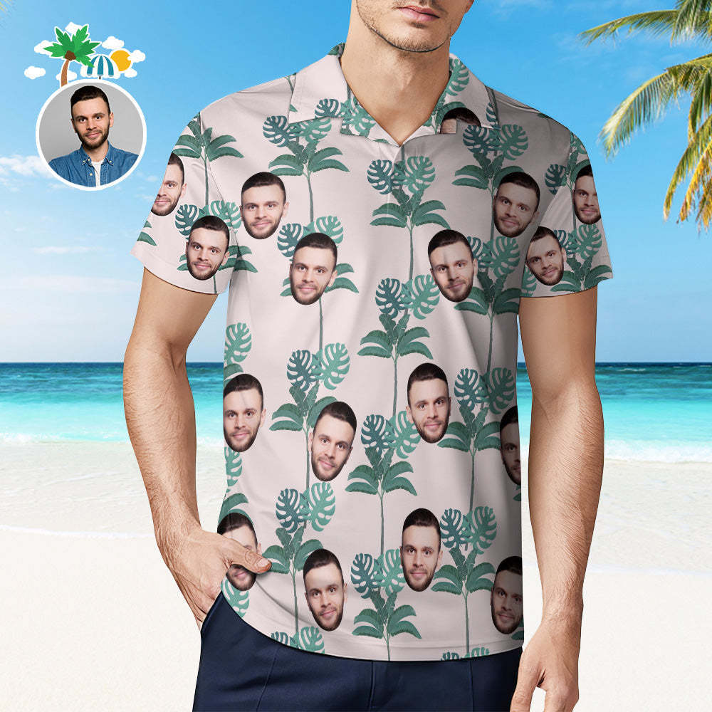 Men's Custom Face Shirt Personalized Golf Shirts For Him Coconut Palm - auphotoblanket