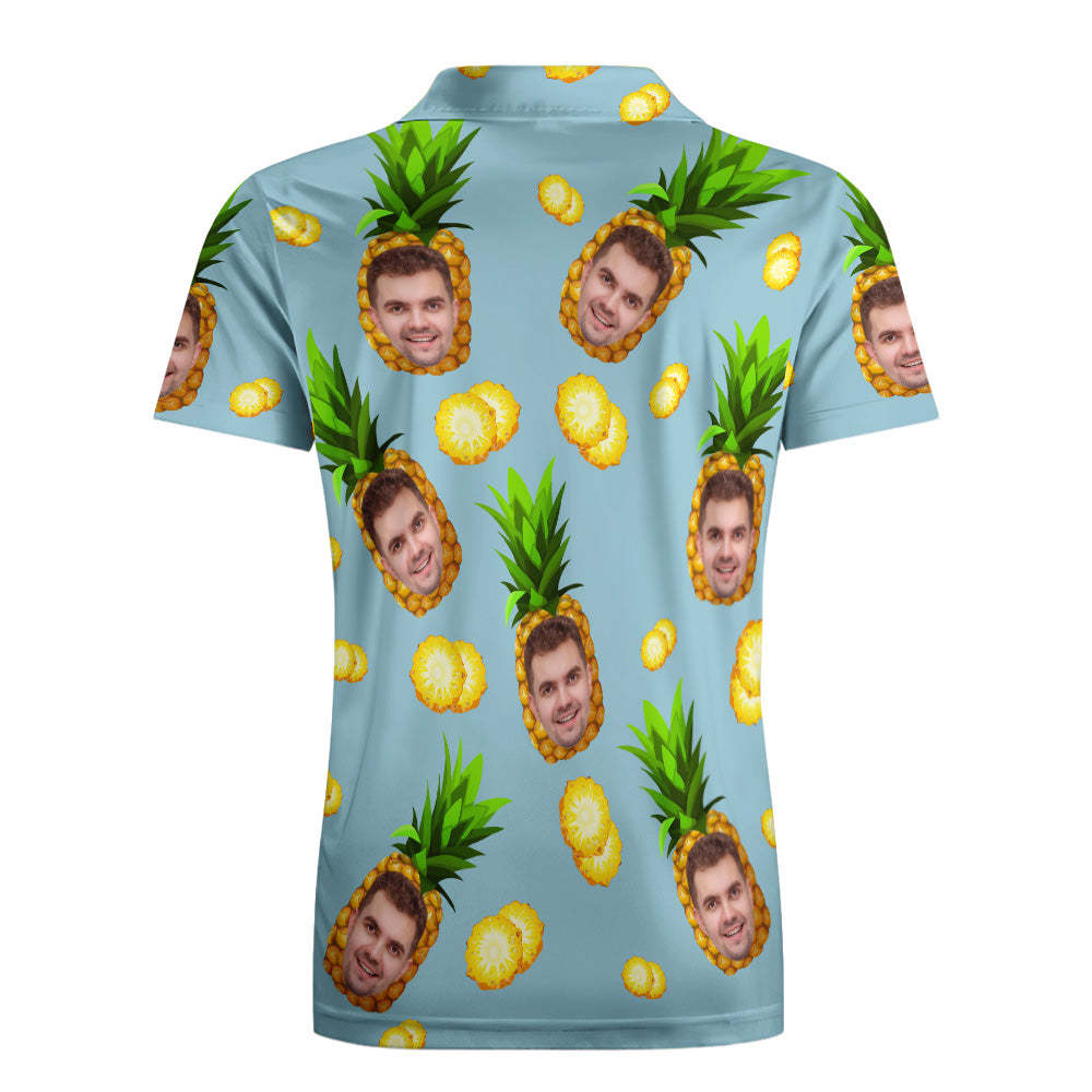 Men's Custom Face POLO Shirt Personalized Golf Shirts For Him Big Pineapple - auphotoblanket