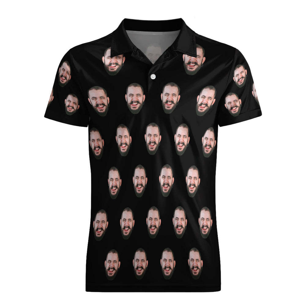 Custom Men's Face POLO Shirt Personalized Golf Shirts For Him - auphotoblanket