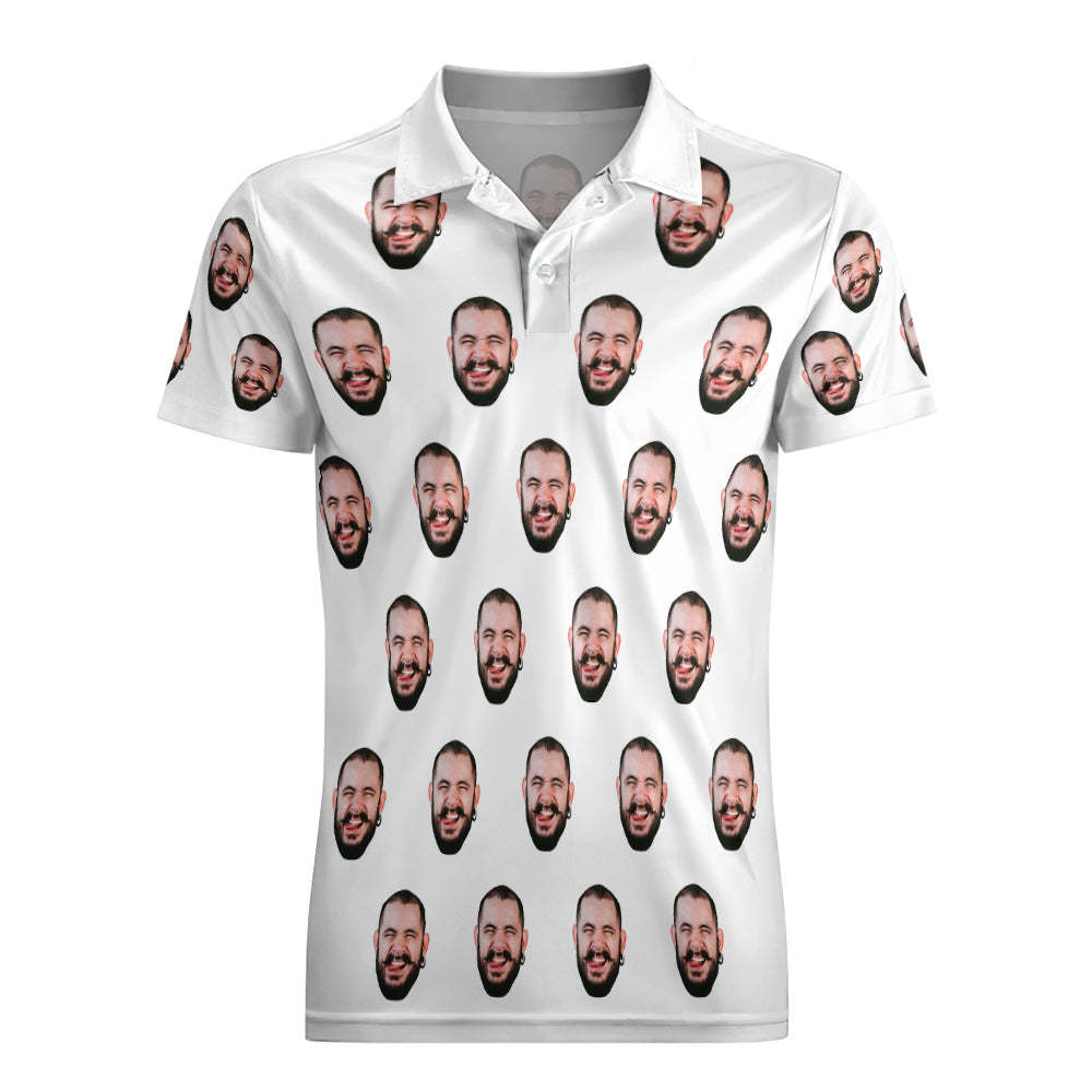 Custom Men's Face POLO Shirt Personalized Golf Shirts For Him - auphotoblanket