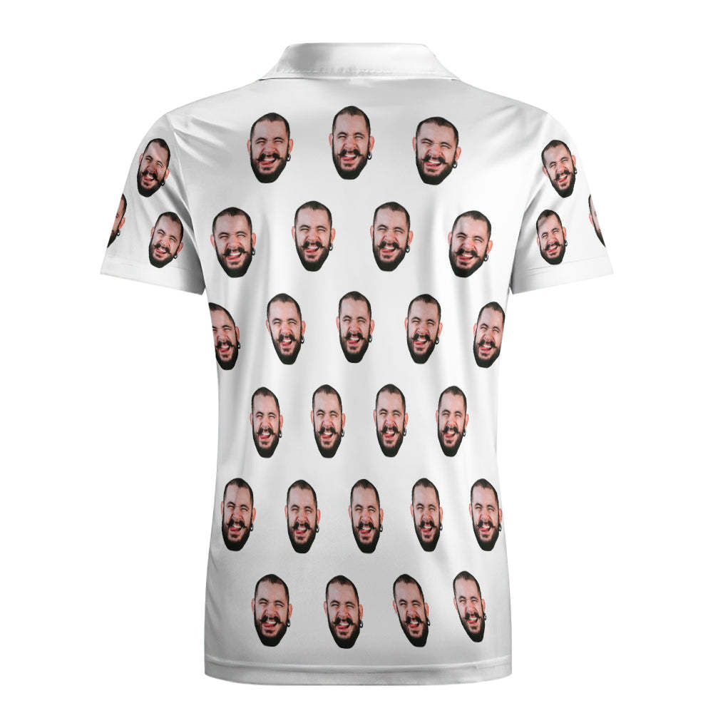 Custom Men's Face POLO Shirt Personalized Golf Shirts For Him - auphotoblanket