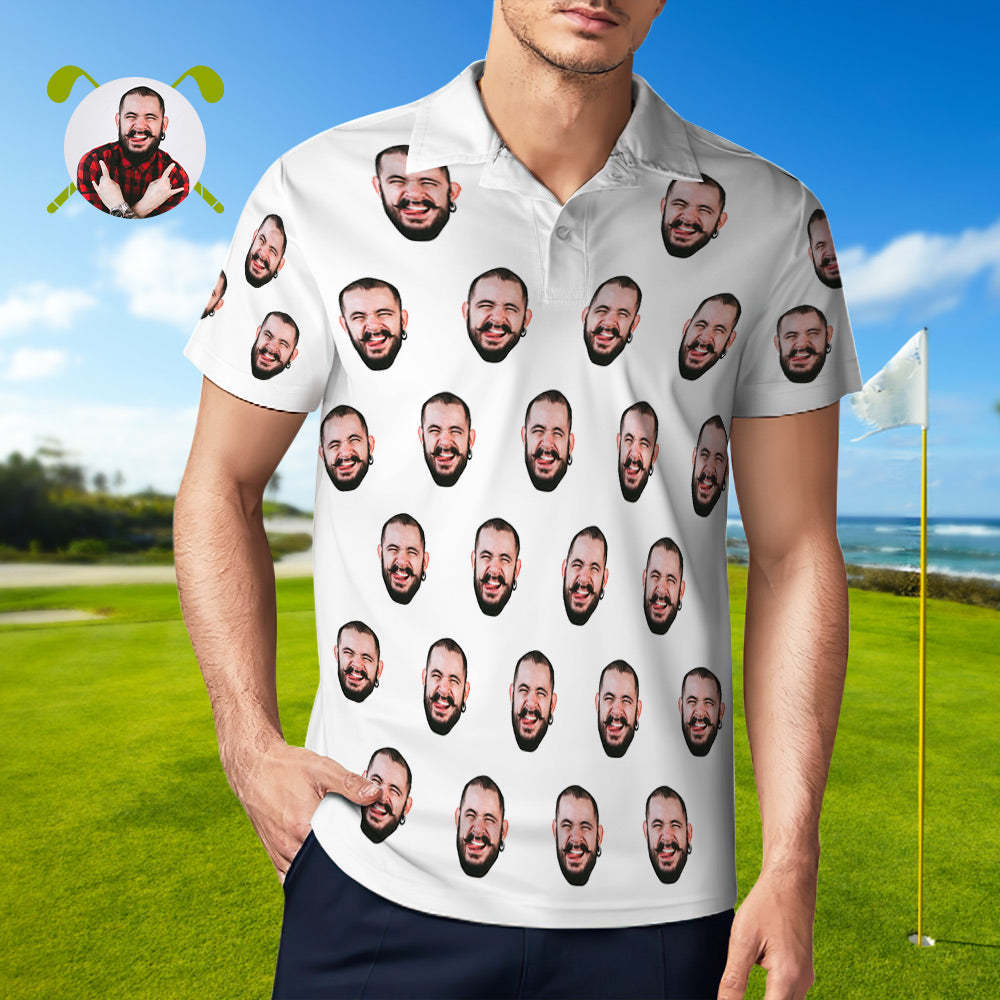 Custom Men's Face POLO Shirt Personalized Golf Shirts For Him - auphotoblanket