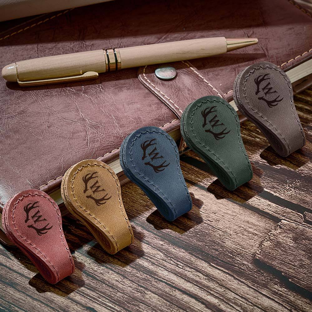 Personalized Magnetic Leather Bookmark Custom Alphabet Magnetic Bookmark for Reader - auphotoblanket