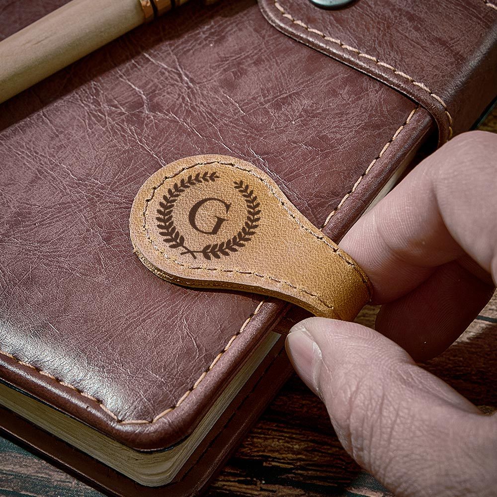 Personalized Alphabet Magnetic Leather Bookmark Custom Magnetic Bookmark for Reader - auphotoblanket