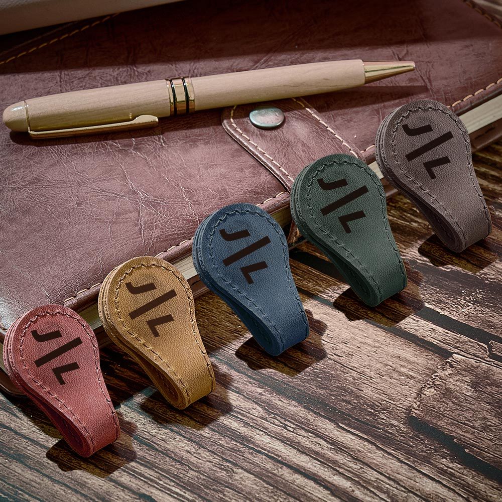 Personalized Alphabet Magnetic Leather Bookmark Custom Magnetic Bookmark for Readers - auphotoblanket