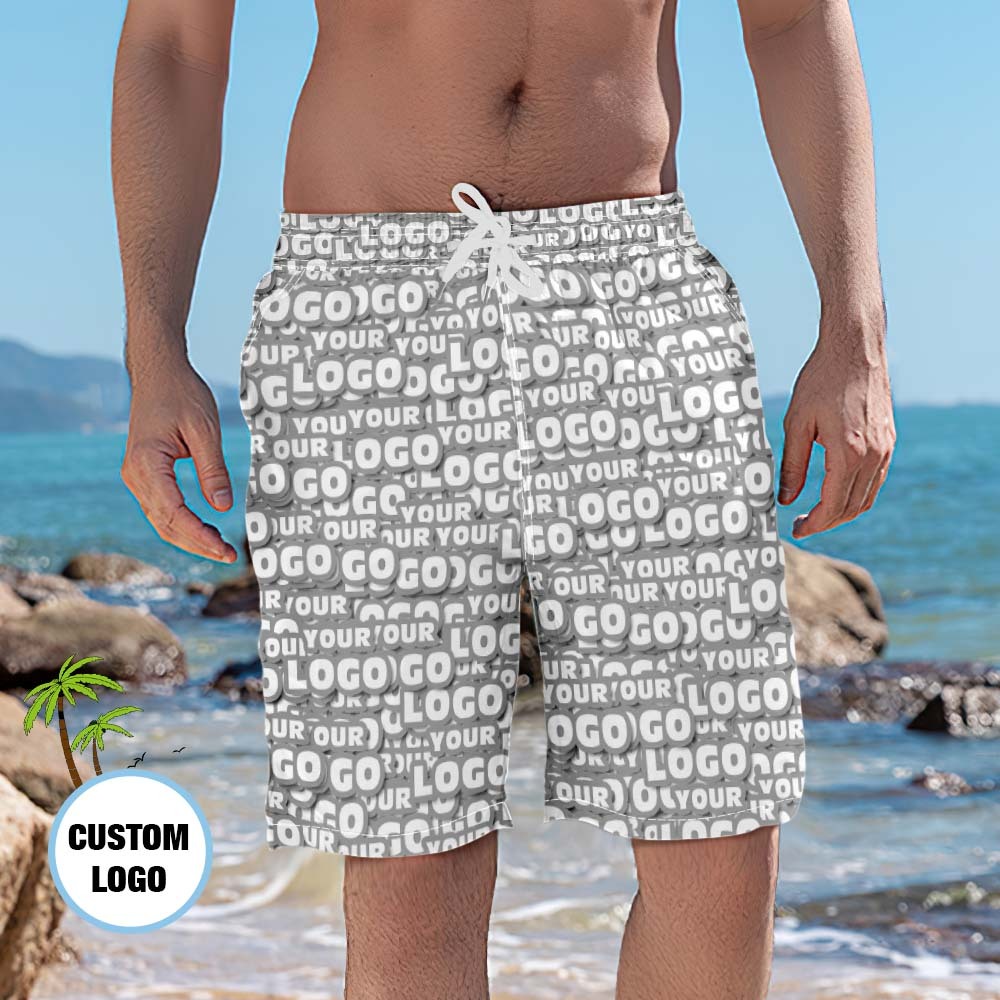 Custom Logo Photo Summer Men's Swim Trunk - auphotoblanket