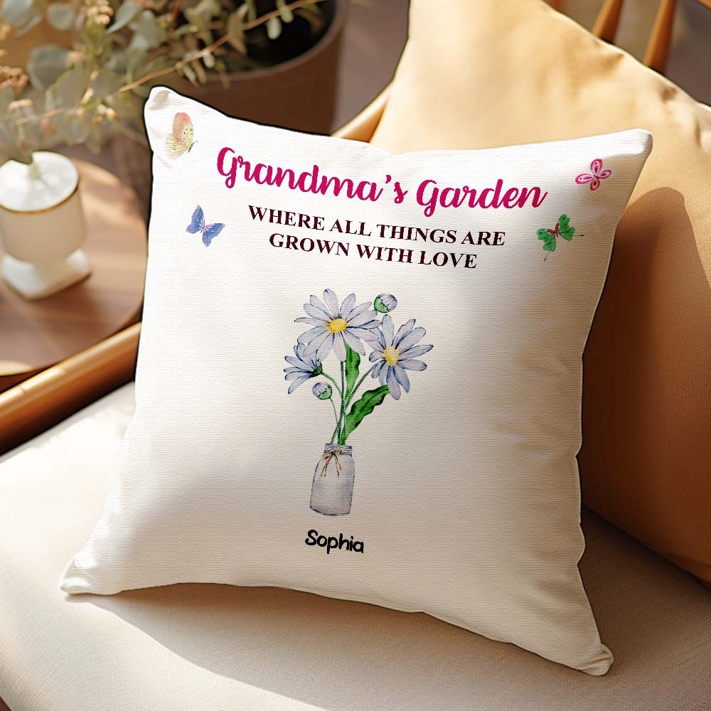 Custom Birth Flower Pillow Where Things Are Grown With Love Throw Pillow Gifts For Her - auphotoblanket