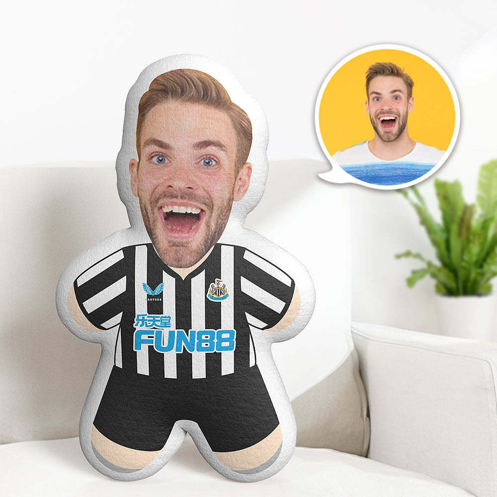 Newcastle United Minime Teddy Pillow Custom Face Teddy Personalised Photo Minime Doll  Sports Minime Pillow Gifts - auphotoblanket