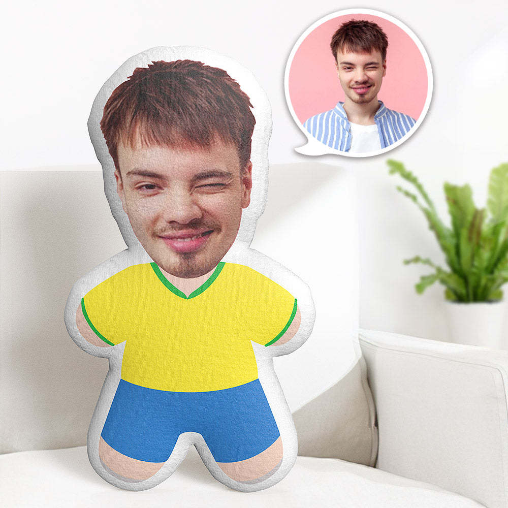 Brazil Football TeamTeddy Pillow Custom Face Personalised Photo Minime Doll  Sports Minime Pillow Gifts - auphotoblanket