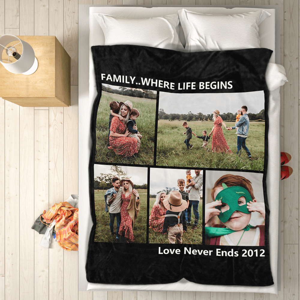 Custom Photo Blanket Personalized Gift Blankets For Dad Custom Collage Blankets Special Fathers Day Gifts - auphotoblanket