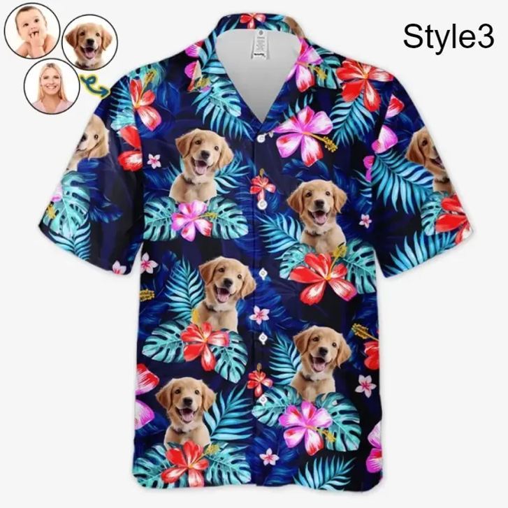 Custom Photo It's Summer & Time For Wandering - Dog & Cat Personalized Custom Unisex Tropical Hawaiian Aloha Shirt - Summer Vacation Gift, Gift For Pet Owners, Pet Lovers - auphotoblanket