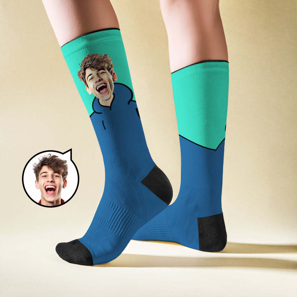Custom Breathable Face Socks with Cartoon Flair - My Photo Socks AU