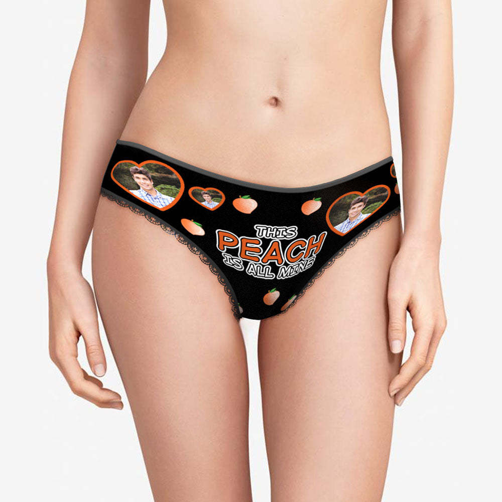 Custom Face Heart Panties This Peach Is All Mine Personalized Valentine's Day Gifts - My Photo Socks AU