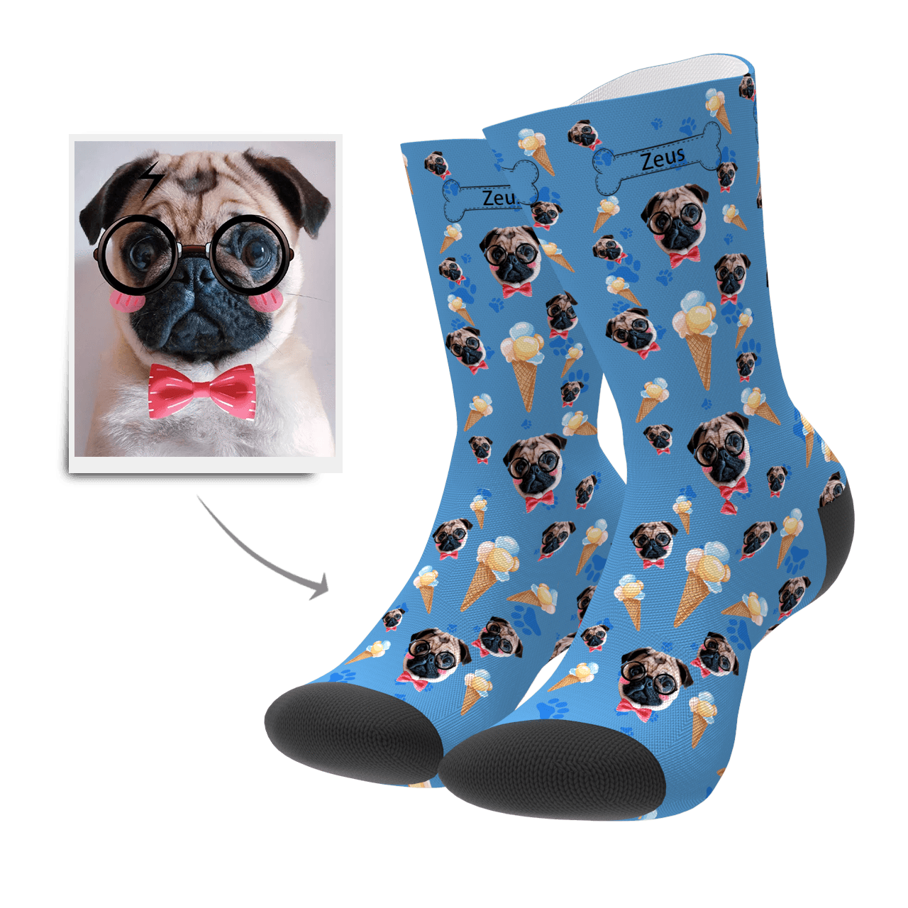 Custom Dog Socks With Your Text - MyPhotoSocks