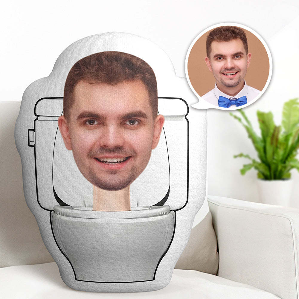 Custom Face Pillow Toilet Man Personalised Photo Doll MiniMe Pillow Gifts for Him Her - My Photo Socks AU