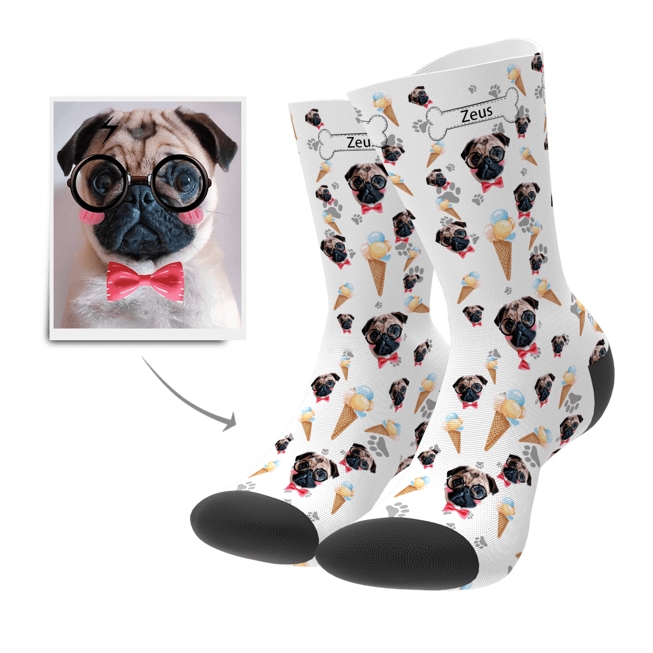 Custom Dog Socks With Your Text - MyPhotoSocks