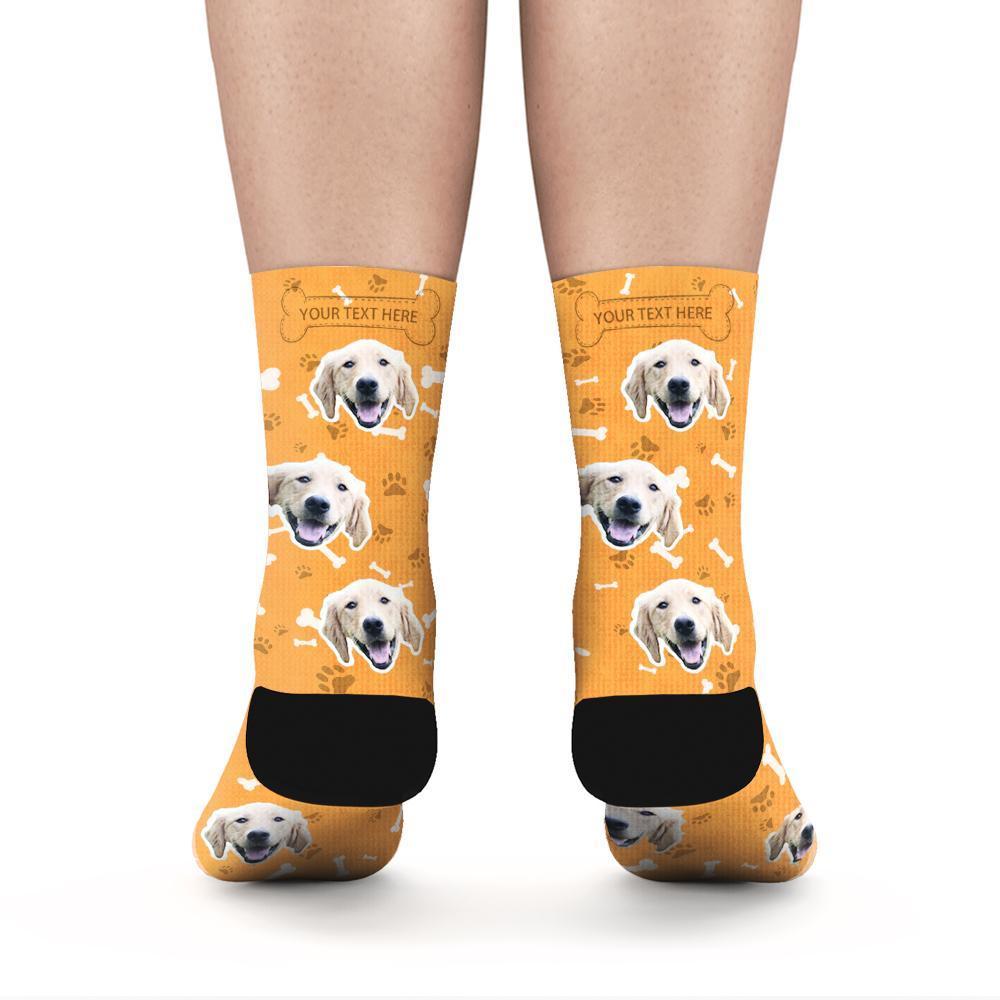 Custom Rainbow Socks Dog With Your Text - Orange -MyPhotoSocksAU