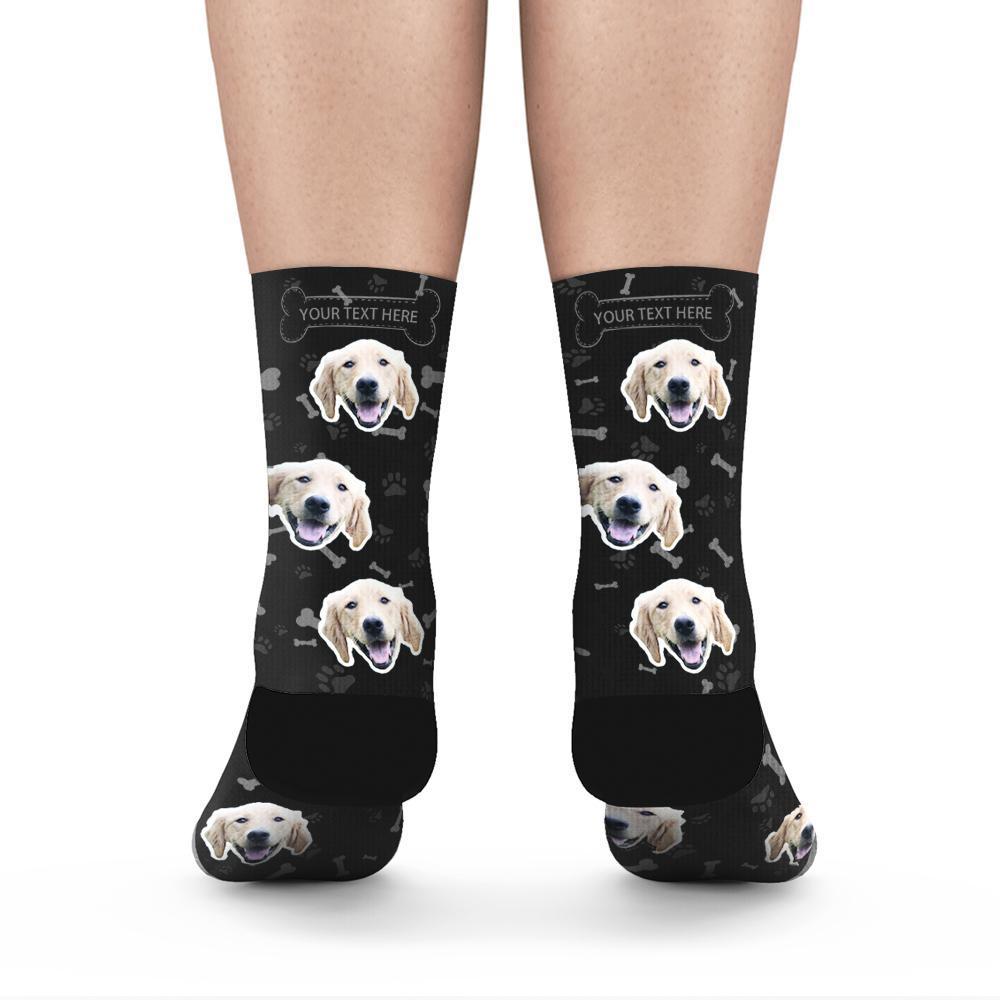 Custom Rainbow Socks Dog With Your Text - Black -MyPhotoSocksAU