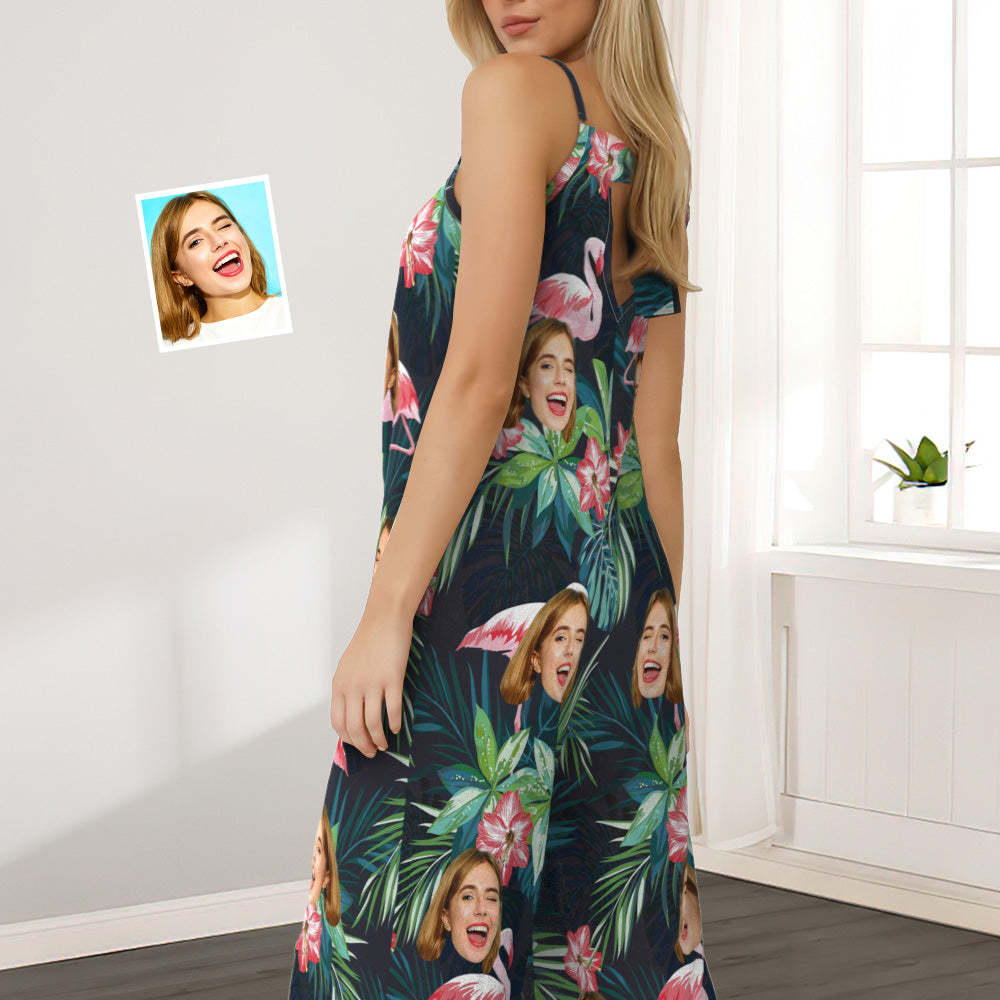 Custom Face Loose Jumpsuit With Wide Leg Flamingo Rompers - My Photo Socks AU