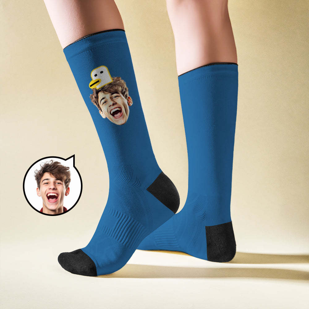 Custom Breathable Face Socks Duck Featuring Cartoon Imagery - My Photo Socks AU