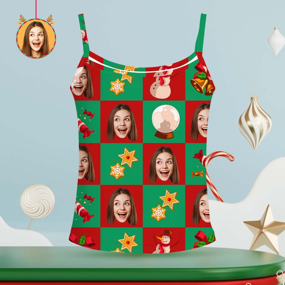 Custom Face Pajama Women's Christmas Sleepwear Plaid - My Photo Socks AU