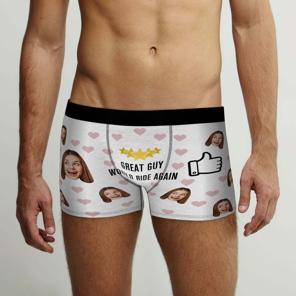 Custom Face Heart Boxer Would Ride Again Personalized Valentine's Day Gifts - My Photo Socks AU