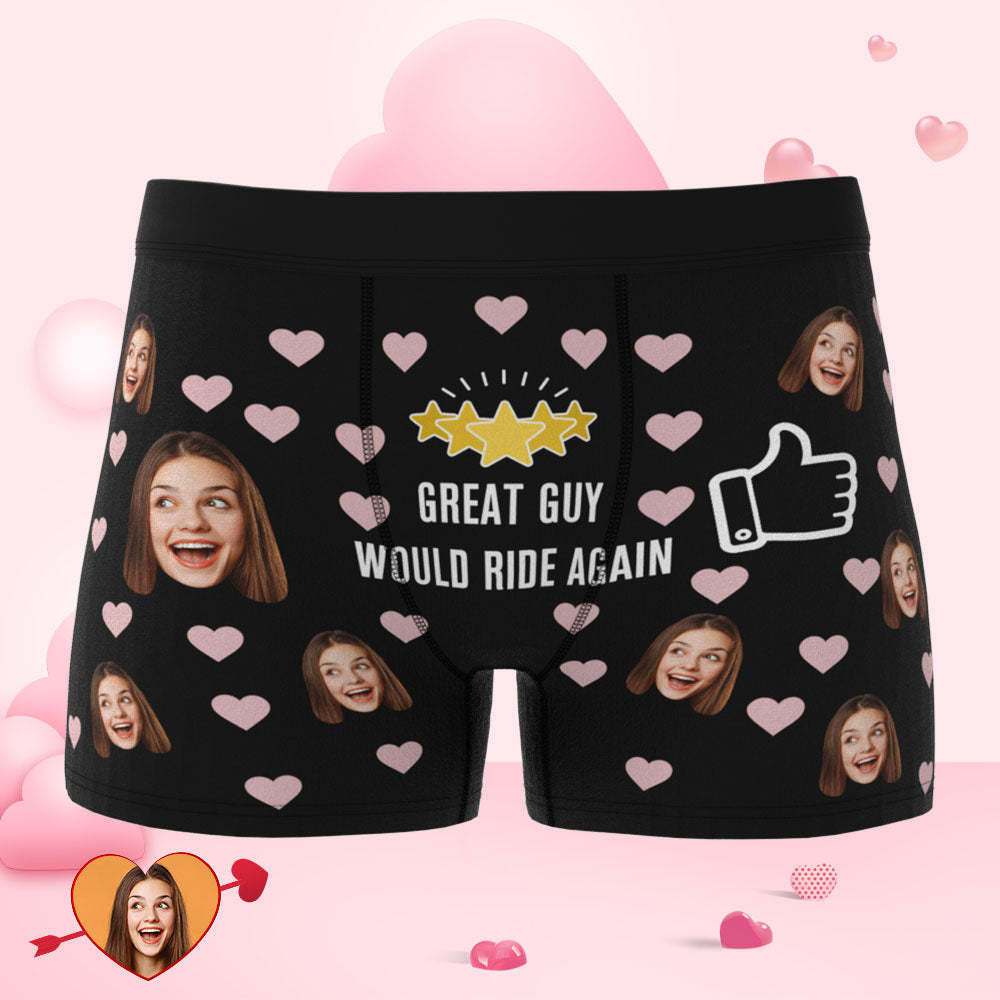Custom Face Heart Boxer Would Ride Again Personalized Valentine's Day Gifts - My Photo Socks AU