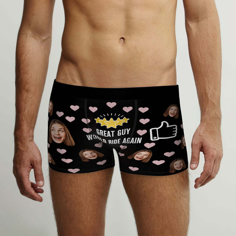 Custom Face Heart Boxer Would Ride Again Personalized Valentine's Day Gifts - My Photo Socks AU